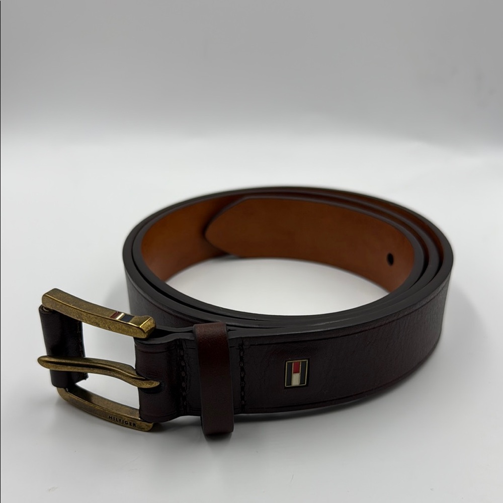 Tommy Hilfiger Men's Brown Leather Belt Size 34 NEW w/tag